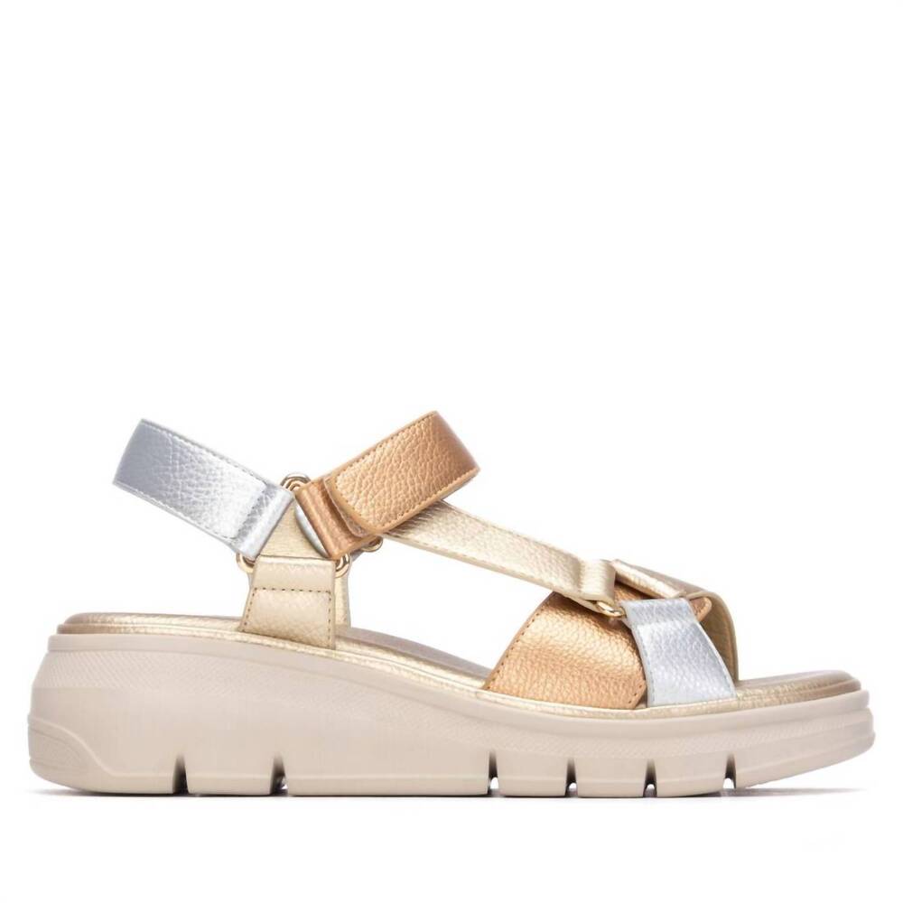NEW XTI women's faux leather open toe sandals in gold